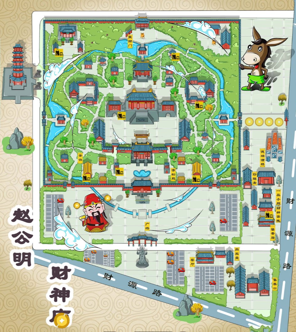 龙门寺庙类手绘地图
